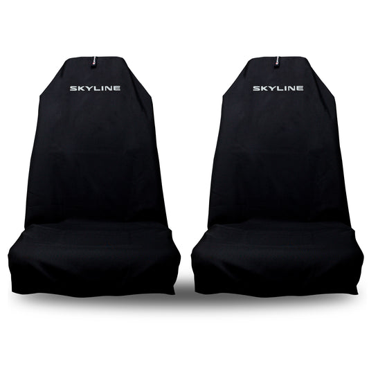 🇦🇺 Made Pair Classic Black SKYLINE Slip On Pro Sports Bucket Seat Covers