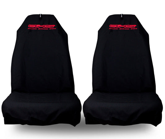 🇦🇺 Hand Made Fluro Red on Classic Black AXS Pro Sports Slip On Seat Covers