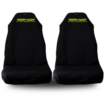 🇦🇺 Hand Made Fluro Yellow AXS Classic Black Pro Sports Slip On Seat Covers