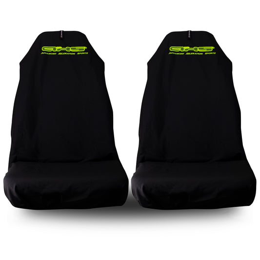🇦🇺 Hand Made Fluro Yellow AXS Classic Black Pro Sports Slip On Seat Covers