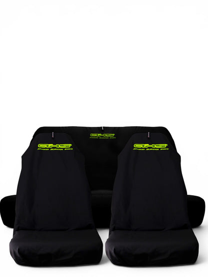 🇦🇺 Hand Made Fluro Yellow AXS Classic Black Pro Sports Slip On Seat Covers