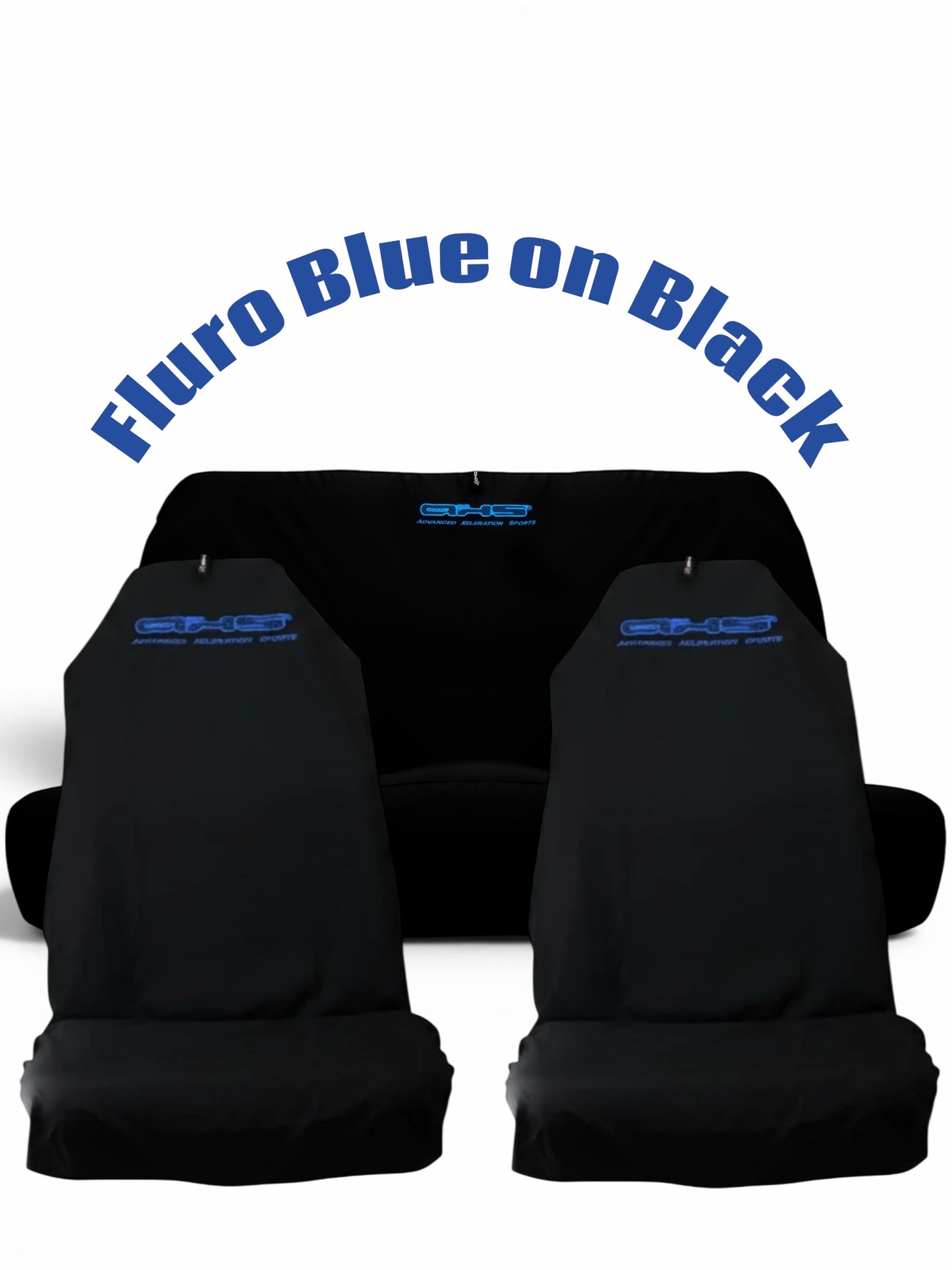 🇦🇺 Hand Made Fluro Blue on Black AXS Slip-on Pro Sports Seat Covers