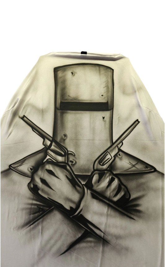 AXS Airbrushed Ned Kelly White Slip On Seat Cover