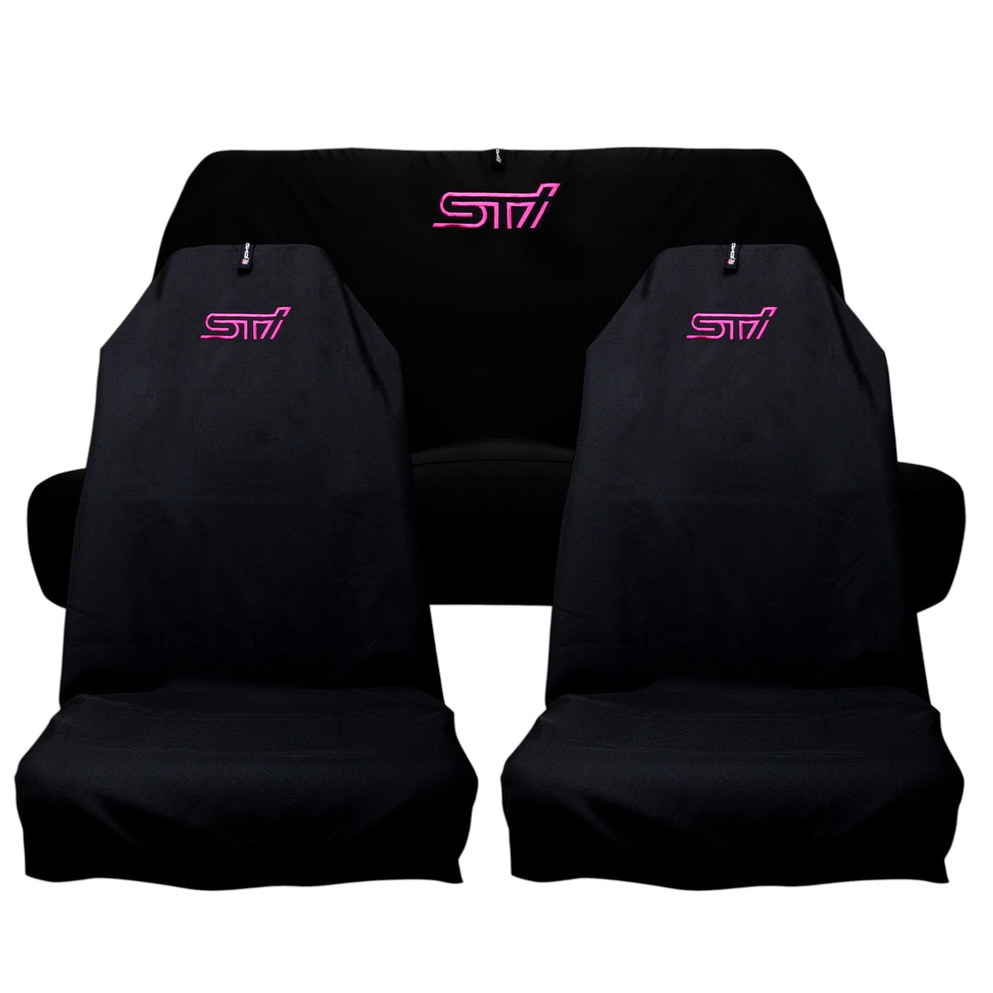 Pair Superior Quality Black STI Pro Sports Slip On Seat Covers 🇦🇺