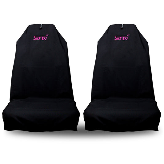 Pair Superior Quality Black STI Pro Sports Slip On Seat Covers 🇦🇺