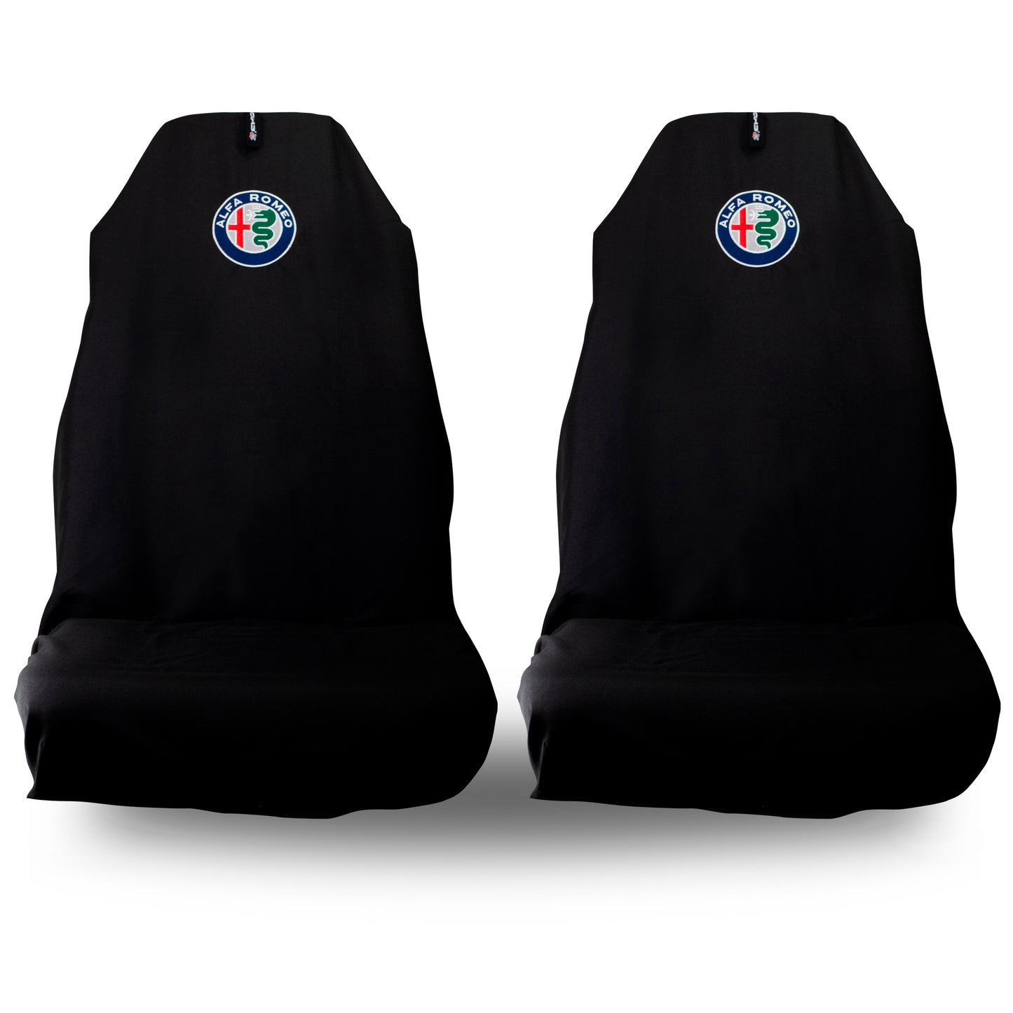 🇦🇺 Hand Made Pair Classic Italiano 🇮🇹 Black Alfa Romeo Slip on Seat Covers