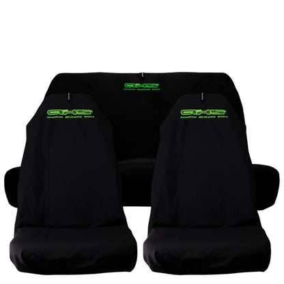 🇦🇺 Hand Made Fluro Viper Green Logo on Classic Black Genuine AXS Slip On Pro Sports Seat Covers